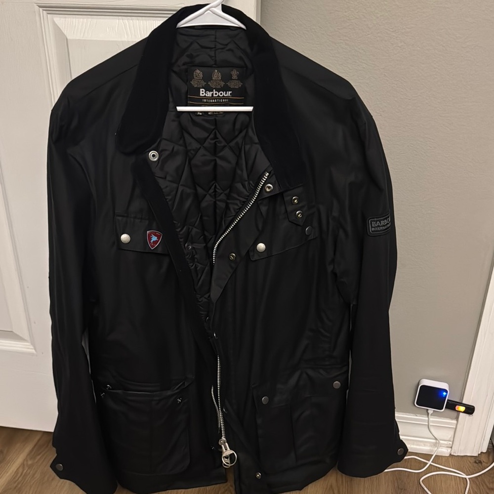 Barbour Black Military Field Jacket with Asymmetrical Design